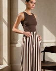 02. Pantalon rayé taille haute coton