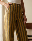 02. Pantalon rayé taille haute coton