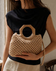 02. Sac Mini cabas en macramé à anses en bois