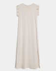 robe coupe droite femme vue face beige œillets épaules
