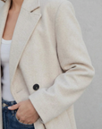 Manteau long beige clair croisé