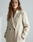 Manteau long beige clair croisé