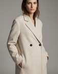 Manteau long beige clair croisé
