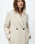 Manteau long beige clair croisé
