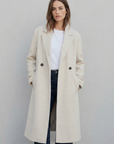 Manteau long beige clair croisé