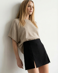 Mini Jupe short Noir Fendue