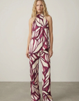 Pantalones holgados estampados para mujer en burdeos y morado: tejido ligero y moderno para el verano.
