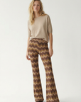 Pantalon flare taille haute fluide – Coupe évasée imprimée