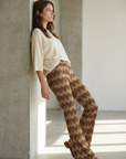 Pantalon flare taille haute fluide – Coupe évasée imprimée