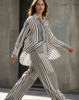 Pantalon fluide rayé noir & blanc
