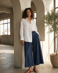 Pantalon fluide taille haute femme – coupe large élégante