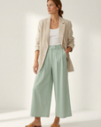 Pantalon fluide taille haute femme – coupe large élégante