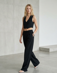 Pantalon noir fluide à pinces