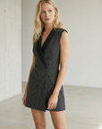 Robe Smoking Scintillante grise Sans Manches