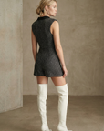 Robe Smoking Scintillante grise Sans Manches
