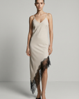 Robe asymétrique dentelle Bretelles fines Tissu extensible