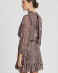 Robe courte fluide animal print – Manches longues – Taille élastique