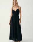 Robe longue noire dos nu fines bretelles