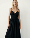 Robe longue noire dos nu fines bretelles