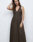 Robe midi fluide brodée – Coupe élégante – Viscose