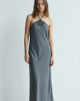 Robe midi halter fluide en viscose