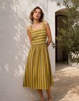 Robe midi rayée à bretelles larges