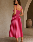 Robe midi rayée à bretelles larges