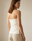 Top bustier white peplum