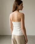 Top bustier white peplum