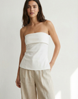Top bustier white peplum