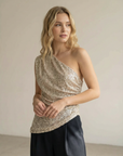 Top paillette asymétrique élégant