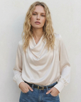 Satin blouse with bow