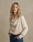 Satin blouse with bow
