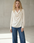 Satin blouse with bow
