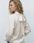 Satin blouse with bow