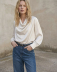 Satin blouse with bow
