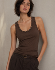 Top texturé sans manches en coton