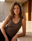 Top texturé sans manches en coton
