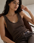 Top texturé sans manches en coton