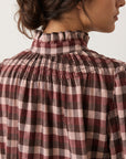 Blouse à carreaux boutonnage devant