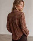 Blouse à carreaux coupe ample en coton