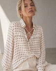 Blouse en voile imprimé cachemire à liens