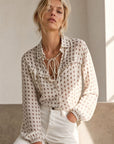 Blouse en voile imprimé cachemire à liens