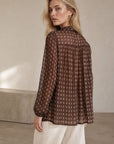 Blouse en voile imprimé cachemire à liens