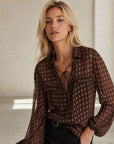 Blouse en voile imprimé cachemire à liens