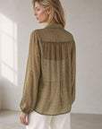 Blouse en voile imprimé cachemire à liens
