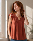 blouse volants terracotta profil