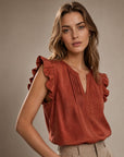 blouse volants terracotta lumière naturelle
