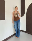 top13879 blouse a bretelles a sequins marron cuivre image 2