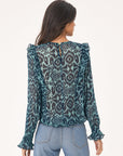 blouse ikat volantée bleu nuit dos